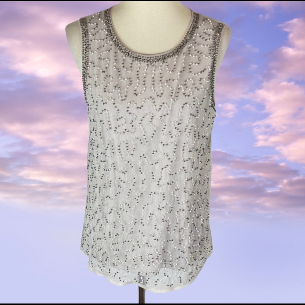 Jennifer Lopez beaded sleeveless blouse size M